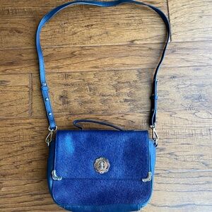 Jack Rogers Blue Leather crossbody purse camera bag